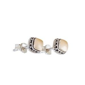 SAMUEL B. Mixed Metal Silver and Gold Square Stud Earrings